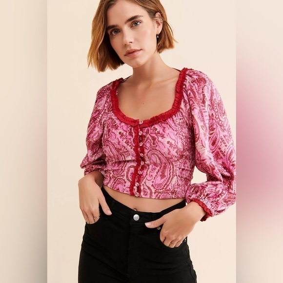 Free People Dare Me Velvet blouse size small - Picture 2 of 12